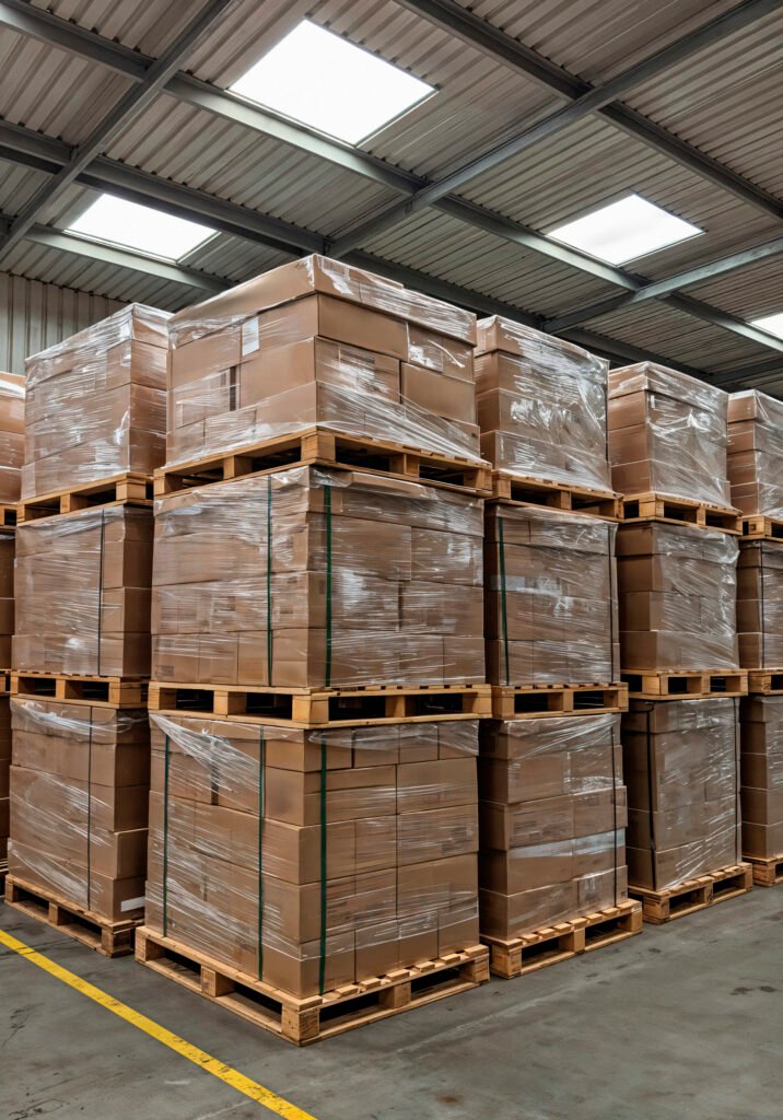 Pallets loaded at manufacturing dock